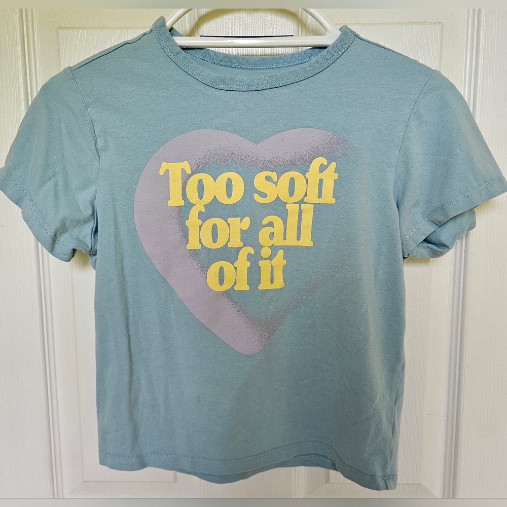 Taylor Swift Too soft for all of it size M baby blue crop top